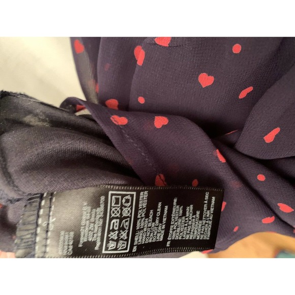 Forever 21 Navy Blue Red Heart Print Dress Blouson Short Sleeve Knee Length S - Picture 7 of 7